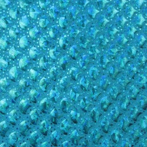 Turquoise Holographic Mermaid Dot Metallic Foil on Nylon Spandex