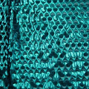 Turquoise Solid Colored Metallic Laser Cut Foil on Spandex