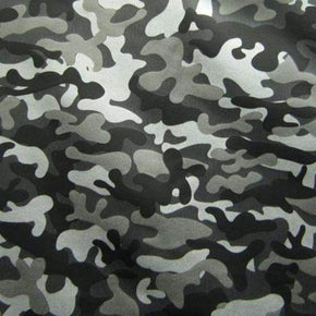 Gray/Black/White Camouflage Metallic Print on Polyester Spandex