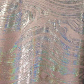 Light Pink/Silver/Pink Metallic Swirl Magma Metallic Foil on Nylon Spandex