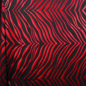 Red/Black/ Metallic Foil Zebra Print on Nylon Spandex