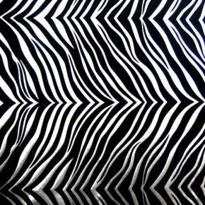 Silver/Black Metallic Foil Zebra Print on Nylon Spandex