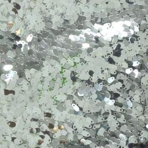 Silver Oval Shaped Sequins on Polyester Mesh