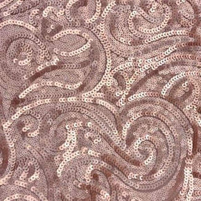 Pink Paisley Matte Sequins on Polyester Mesh