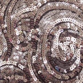 Rose Pink Paisley Shiny Sequins on Polyester Mesh