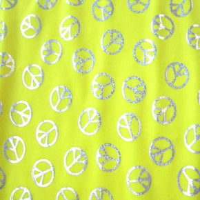 Samba Yellow Holographic Peace Sign Metallic Foil on Nylon Spandex