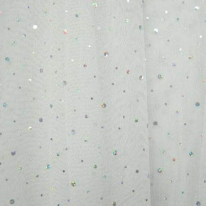 Nude/Silver Holographic Sequins Dots on Mesh on Stretch Mesh