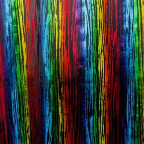 Tie-Dye Vertical Stripes Animal Print Holographic Metallic Foil on Polyester Spandex