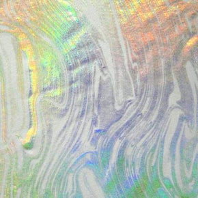 Silver/White Printed Holographic Metallic Foil on Nylon Spandex