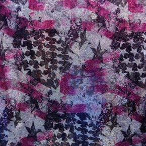 Navy/Red/White American Flag Collage 2mm Printed Sequins on Polyester Mesh