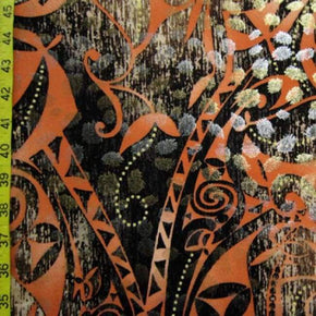 Gold Antique Printed Metallic Foil on Polyester Spandex