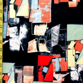 Multi-Colored Abstract Art Print on Polyester Spandex