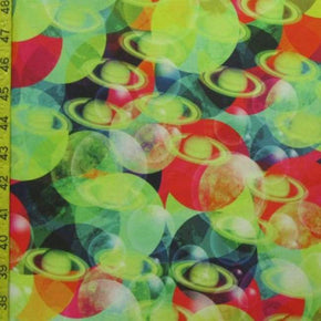 Multi-Colored Sun Spot Planets Print on Polyester Spandex