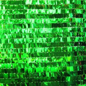 Green Shiny Solid Colored Rectangle Sequins on Mesh
