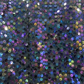 Black Shiny Sequins on Stretch Mesh