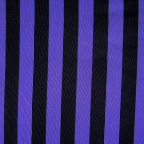 Purple/Black Horizontal 1" Stripes Print on Stretch Mesh