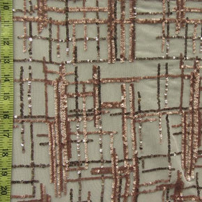 Light Pink Sequins on Mesh on Stretch Mesh