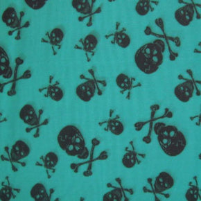 Turquoise Skull Print on Mesh