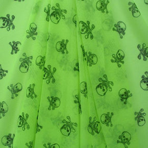 Green Skull Print Mesh on Nylon Mesh