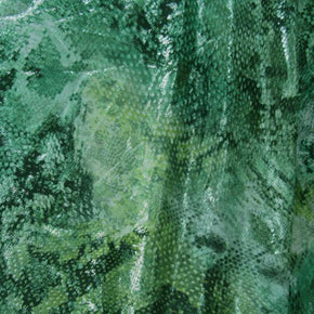 Green Shiny Snake Print Metallic Foil on Polyester Spandex
