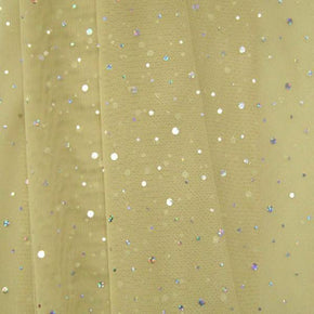 Silver/Nude Holographic Sequins on Mesh on Stretch Mesh