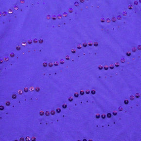 Purple/Royal 5mm Sequins on Mesh on Stretch Mesh