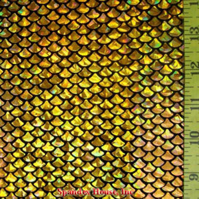 Gold/Black Holographic Small Mermaid Metallic Foil on Nylon Spandex