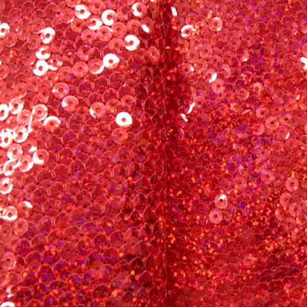 5Mm Sequins On Stretch Mesh, 2 Way Stretch, Red