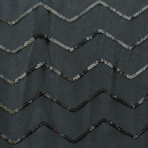 Black Sequins on Mesh on Stretch Mesh