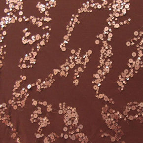 Copper/Chocolate Sequins on Mesh on Stretch Mesh