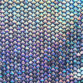 Silver/Navy Holographic Small Mermaid Metallic Foil on Nylon Spandex