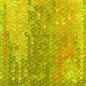 Gold/Light Yellow Holographic Sequins on Mesh on Stretch Mesh
