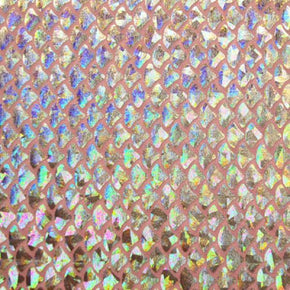 Silver/Light Pink Holographic Small Mermaid Metallic Foil on Nylon Spandex