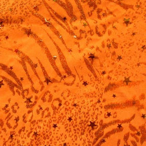 Neon Orange Holographic Metallic Foil on Nylon Spandex