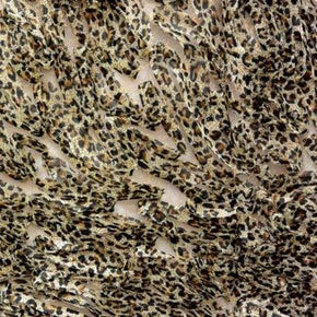 Brown/Gold Leopard Print Ruffle on Polyester Mesh