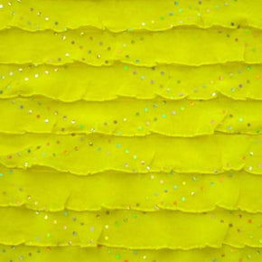 Lemon Yellow Holographic Ruffle Metallic Foil on Polyester Spandex