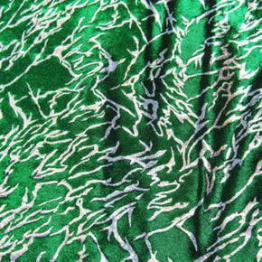 Black/Kelly Green/Silver Shiny Holographic Scribble Metallic Foil on Nylon Spandex