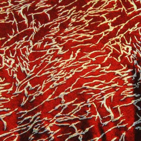 Black/Red/Silver Shiny Holographic Scribble Metallic Foil on Nylon Spandex