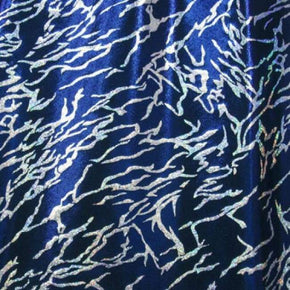 Black/Royal/Silver Shiny Holographic Scribble Metallic Foil on Nylon Spandex