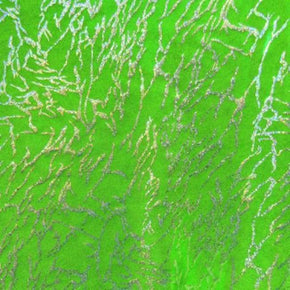 Lime/Green/Silver Shiny Holographic Scribble Metallic Foil on Nylon Spandex