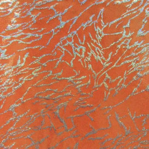 Orange/Gold/Silver Shiny Holographic Scribble Metallic Foil on Nylon Spandex