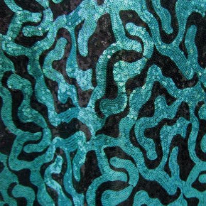 Turquoise Fancy 3mm Sequins on Polyester Mesh