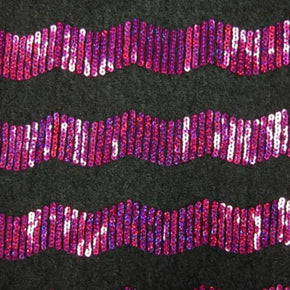 Fuchsia/Black Holographic Sequins On Mesh Fabric