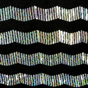 Silver/Black Holographic Sequins On Mesh Fabric