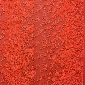 Red Embroidery Lace On Mesh Fabric