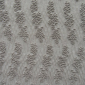 Beige Heavy Embroidery Flower On Mesh  With 9" Scalloped Borders  Fabric