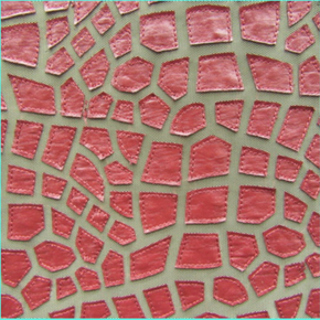 Red/Nude Leopard Pleather Patch On Mesh Fabric