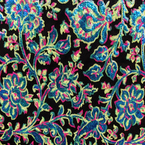 Multi Color 2Mm Sequin On Mesh Fabric
