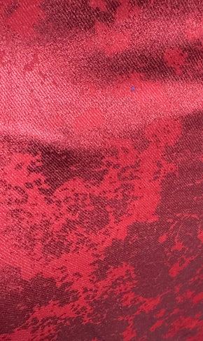 Metallic Denim Metallic Foil On Denim, 4 Way Stretch, Red/Denim