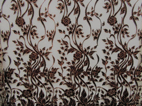 Black/Brown Fancy Glitter Flower Design  Fabric